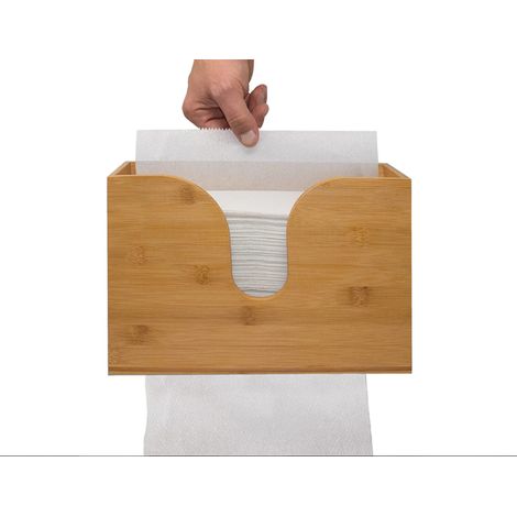 1 Distributeur essuie-tout bambou,Support mural et posable,Kitchen et toilettes (1/5)