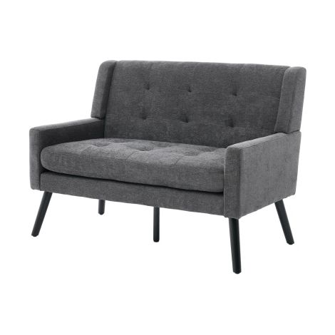 Banc deux places en lin de qualité supérieure — Avec pieds antidérapants en bois massif et coussin en mousse haute densité — Banc d'appoint capitonné, idéal pour salons, chambres et bureaux