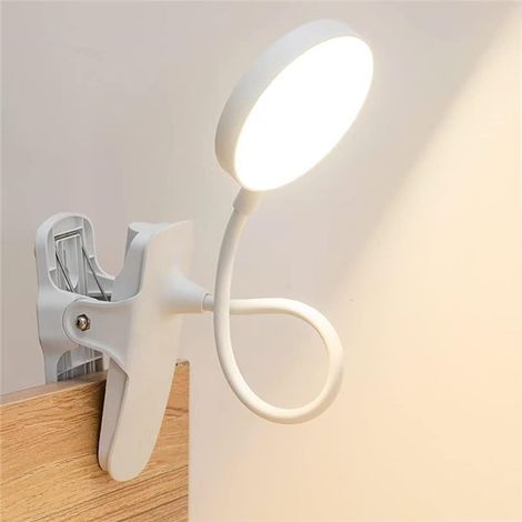 Lampe lecture pince portable, 3 couleurs, mini lampe chevet piles (1/5)
