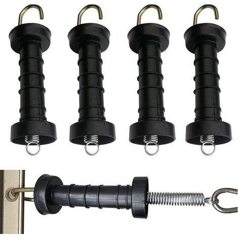 Lot de 5 poignées de portail de clôture électrique, poignées de porte isolées, poignée de porte à ressort pour clôture, facile à prendre en main (noir) 5.3x5.9x22.5cm (1/3)