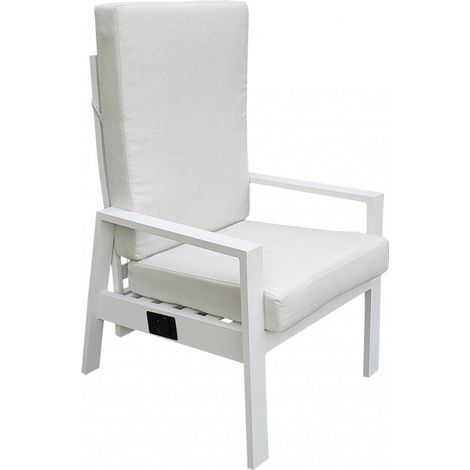 Poltrona da giardino in alluminio bianco con cuscini imbottiti e schienale reclinabile Nixa (1/5)