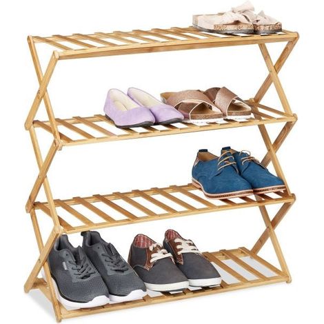 Ripiano per scarpe pieghevole in bambù (1/5)