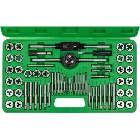 ESTUCHE MÉTRICO CON 60 PIEZAS DE MACHOS Y TERRAJAS. COMBINADO MÉTRICO Y PULGADA JBM50793