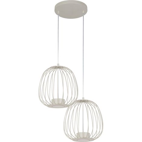 Suspension indus gris-beige ronde double BELL PLUS 2xGX53
