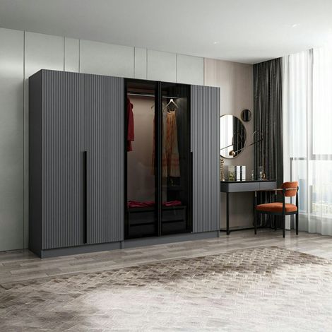 Armoire dressing design gris 2 portes verre BYRON (1/5)
