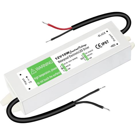 Transformateur 220V 12V LED 10W, Alimentation 12V 830mA, Transfo AC à DC  Transformateur 12V étanche IP67, Convertisseur 220V 12V, LED Driver Transfo Tension Constante pour G4, GU5.3, MR11, MR16 (1/5)