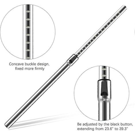 Tubo extensor para aspiradora con mango telescópico ajustable - Herramienta universal para limpieza y desempolvado de 23,6 a 39,3 pulgadas (32 mm) (1/4)