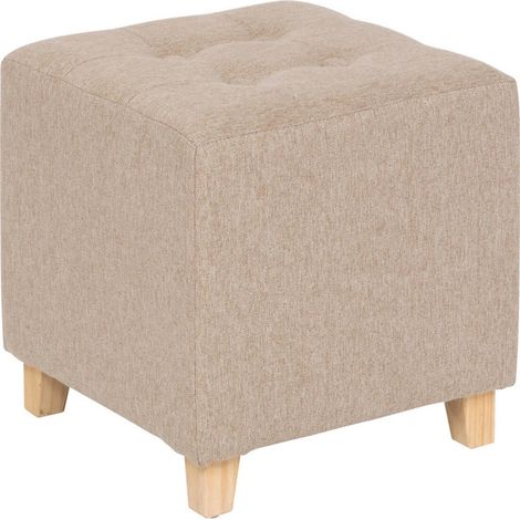 Pouf Design en Tissu "Leandre" 35cm Beige (1/4)