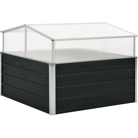 Serre de Jardin pour Plantes et Légumes en Acier Galvanisé Anthracite 100 x 100 x 77 cm - PANGIVO (1/5)
