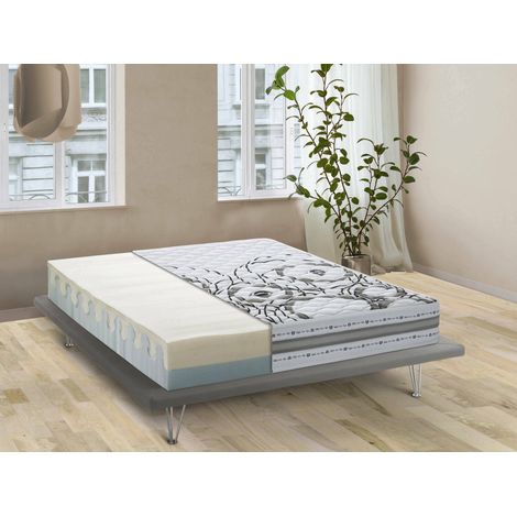 Talamo Italia Colchón cuadrado y medio Michelle, Colchón viscoelástico y Waterfoam, 100% Made in Italy, Antiácaros e hipoalergénico, 120x190h22 cm, con embalaje reforzado (1/5)