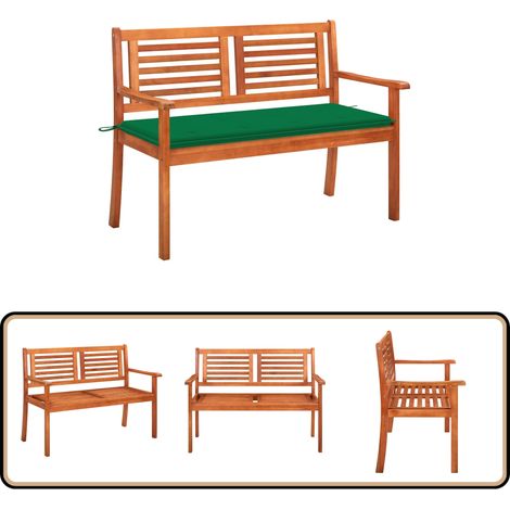 Banc de jardin 2 places avec coussin 120 cm Bois d'eucalyptus - Banc De Jardin - Banc En Bois - Mobilier De Jardin - Chaise Extérieure - Terrasse