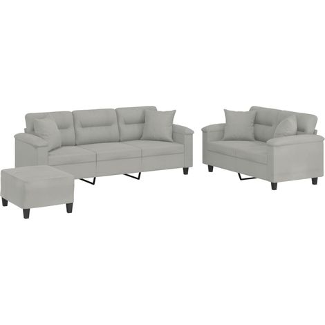 Maison Exclusive - Set Divani 3 pz con Cuscini Grigio Chiaro in Tessuto Microfibra