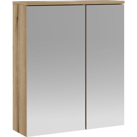 Badezimmer-Spiegelschrank 60 cm breit in Eiche, mit 2 Türen OLEAN-61 (1/4)