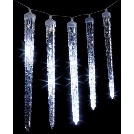 Rideau stalactique lumineux 81 LED 10 glaçons effet goutte 3,6m extérieur blanc froid - Feeric lights & christmas (1/2)