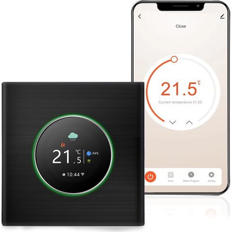 Thermostat intelligent Wi,Fi avec programmation hebdomadaire, commande par bouton, application mobile et commande vocale, compatible avec Google Home, pour chaudière à eau/gaz 5A (1/5)