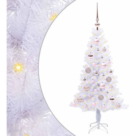 Sapin de Noël artificiel avec 150 lumières LED blanches, 120 cm de haut, en PVC et acier. (1/5)