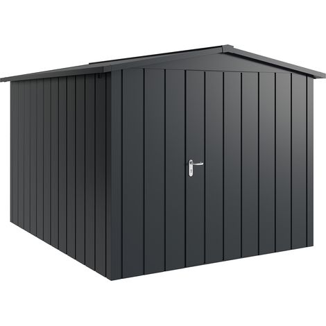 Hörmann Metall-Gerätehaus "Juno" mit Satteldach, JSD11 - Modern, 262 x 310 cm (B x T), anthrazit, 1-flüglige Tür, Anschlag rechts (1/5)