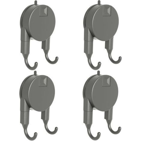 Strong Suction Cup Hooks for Showers, Bathrooms and Kitchens, Waterproof Holder, 4 Pcs, Gray (1/5)
