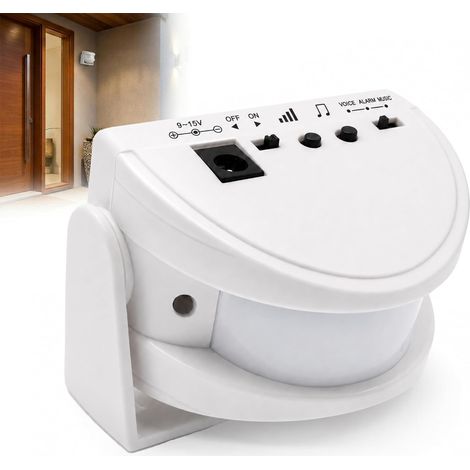 Alarme Porte Detecteur de Mouvement sans Fil Carillon de Passage Magasin Sonnette Entrée Maison avec Capteur Infrarouge Sécurité Antivol pour Bureau Garage Compatible avec Batterie(Non Inclus) (1/5)
