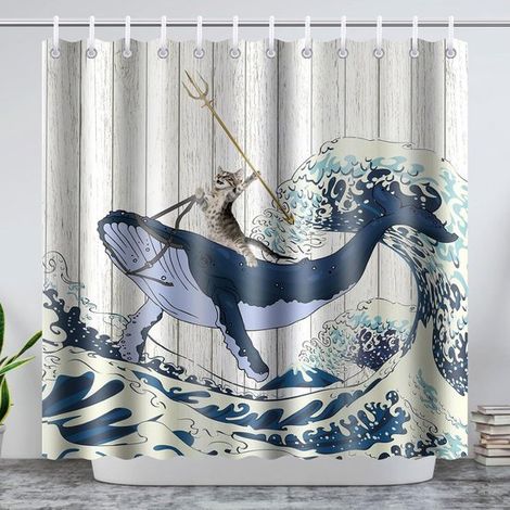 Cortina de ducha,180x200 cm,resistente al moho,impermeable,con ganchos en forma de C (1/4)