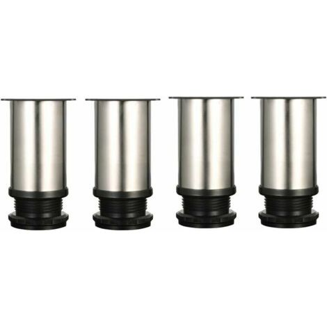4 Pieds Réglables 8 cm De Hauteur épaissir les pieds d'armoire Pieds de table Pieds de meubles, Acier inoxydable brossé, Hauteur réglable 0-15 mm Venez avec des vis en acier inoxydable (1/5)