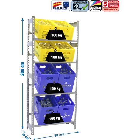 simonrack Mensola in metallo grigia 2000x800x300 mm (1/3)