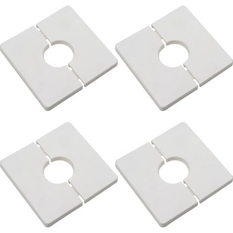 Bride divisée murale de 4pcs, couvercle carré en plastique ABS avec un diamètre de 33 mm, couvercle de tuyau à eau mural, blanc, blanc (1/5)