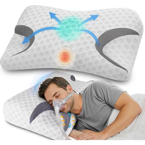 Oreiller Cervical Memory Foam, Oreiller Orthopédique Ergonomique, Oreiller Contre l'apnée du Sommeil, Parfait pour Tous Les utilisateurs de Masques (1/5)