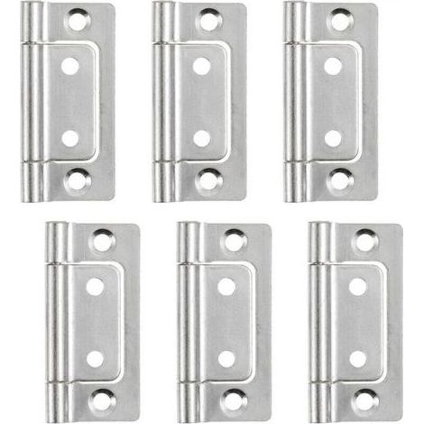 Cerniere a cerniera 51 x 25 mm, 6 pezzi, per porte a incasso, silenziose, per porte, finestre e armadi, argento (1/4)