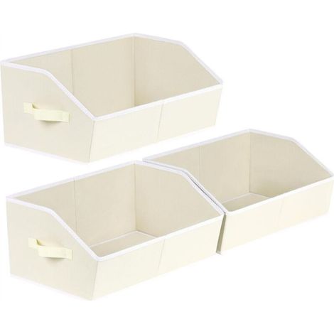 Beige trapezoidal storage chest 422820cm with 3 foldable storage baskets for storing clothes, books and blankets (1/5)
