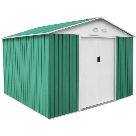 Abri de Jardin en Métal Gardiun Bristol 7,74 m² 241x321x205 cm Ext. Acier Galvanisé Vert (1/5)