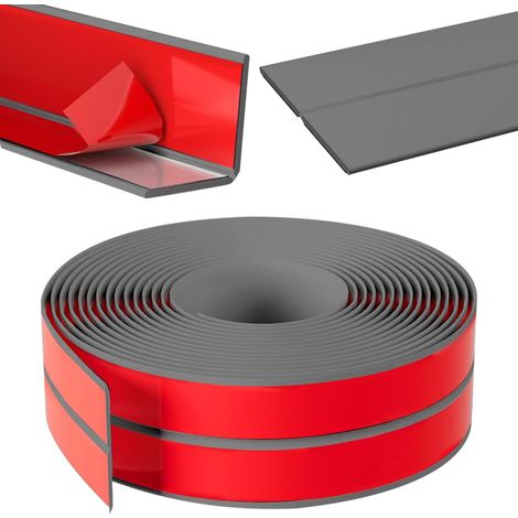 Joint Salle de Bain Plinthe Souple Autocollante, Gris, 8 m, 20 mm × 20 mm, Calfeutrage, Étanche pour Baignoire, Pour Salle de Bain et Cuisine (1/5)