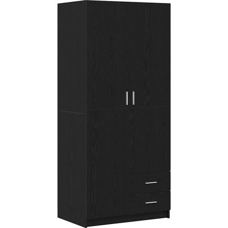 Armario moderno rectangular con gran espacio de almacenamiento 80 x 52 x 180 cm de madera contrachapada roble negro 020051865 (1/5)