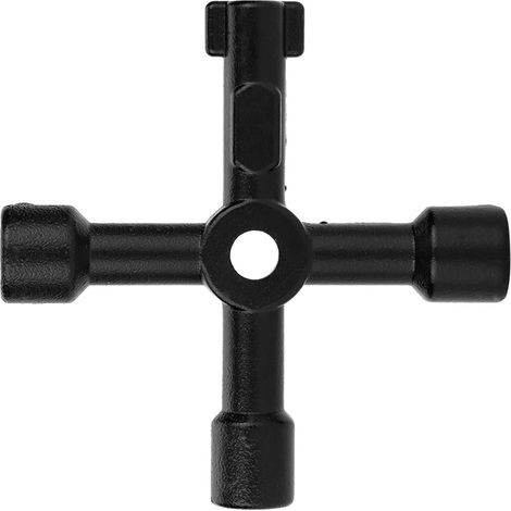 Clé en croix universelle multifonctionnelle 4 voies en alliage de zinc, outil pour plombiers et électriciens, noir (1/5)