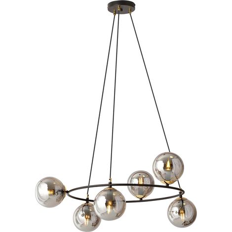 Lampadario Minimal Tsukiyomi Acciaio Nero Oro Grigio 6 Luci E14 (1/5)