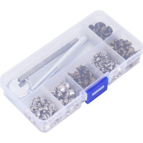 Kit de 120 Rivets en Laiton à Double Face pour Boutons de Fermeture, Accessoires de Couture et Travail du Cuir (1/5)