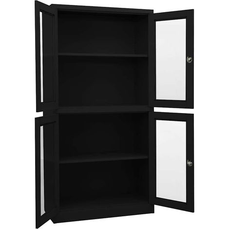 Maison Exclusive - Armadio per Ufficio Nero 90x40x180 cm in Acciaio e Vetro (1/5)