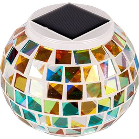 Ortviai Lanternes solaires d'extérieur avec motif mosaïque, lumière blanche + RVB dégradé, étanche IP55, batterie 600 mAh