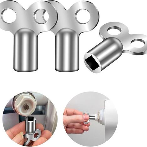Kit de purge de radiateur 3 pièces - Clé de purge carrée - Convient aux robinets et vannes de tuyauterie - Dimensions : 2,4 × 2,6 cm - Argent (1/5)