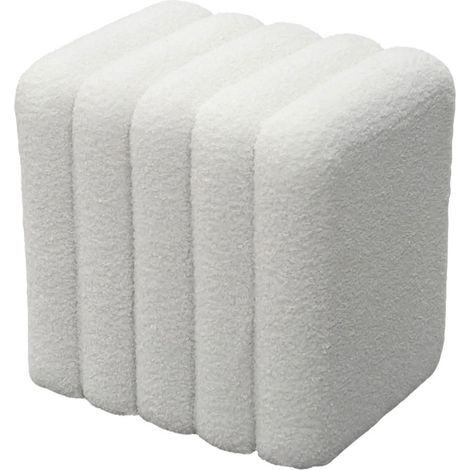 Pouf rembourré en tissu bouclette - Blanc - Leto