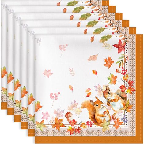 Serviettes de Table en Coton Doux et Confortable, Lot de 6, 45cm x 45cm, Feuille D'Érable, Réutilisables pour Dîner en Famille, Mariage, Cocktail, Cuisine (1/5)