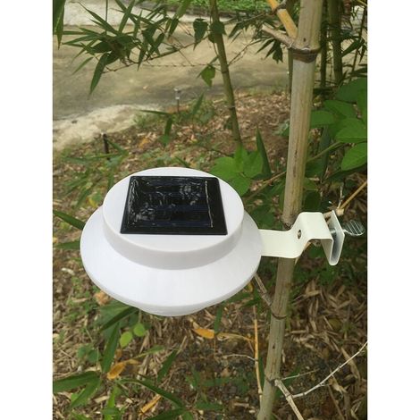 Solar Light - 3 LED - 2 V 100 mA Solar Panel - Plastic and Steel Housing - Black - for Gutter Fence Roof Wall Garden Yard - 1 Piece (1/3)