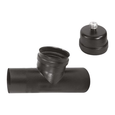 Conector en T F/F para estufas de pellet Ø8 cm – acero esmaltado negro mate – A.L.A.