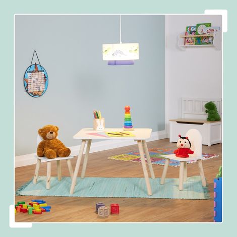 Set tavolo e sedie per bambini - gambe in legno per interni
