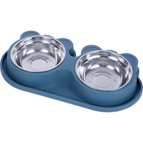 Pet Double Water Food Bowls Non Slip Stainless Steel Prevent Spill Double Dog Pet Feeding Station for Small Medium Dogs Cats (1/5)