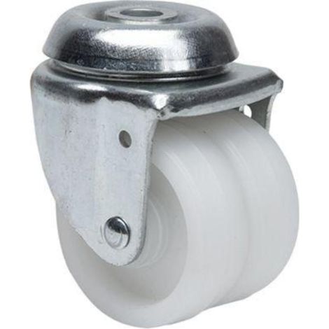 rueda giratora agujero m10 20ir50-i plastico blanco(doble) eje liso (1/2)