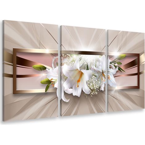 Tableau triptyque bouquet de fleurs éternelles - 90x60 cm (1/4)