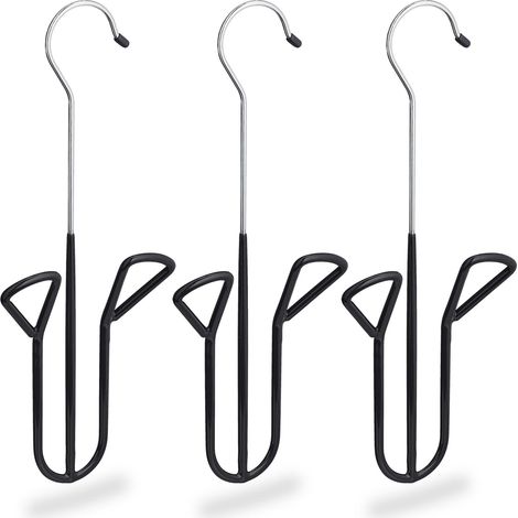 Relaxdays Shoe Hook, Set of 3, Holder with Non-Slip Rubber Coating, Different Types, H x W x D 33.5 x 14 x 4 cm Black