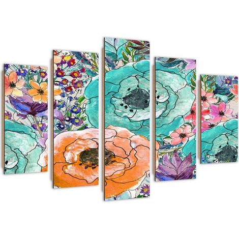 Quadro deco panel 5 parti, Composizione floreale - 100x70 (1/5)