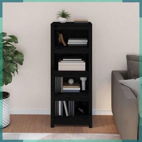 Bibliothèque - 821713 - Bois de pin massif - Noir - 50 x 35 x 125,5 cm (1/5)